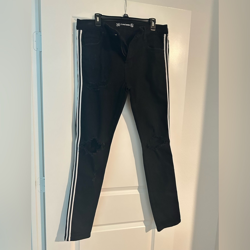 Black Men’s Pants with White Stripes (36) - Picture 2 of 4